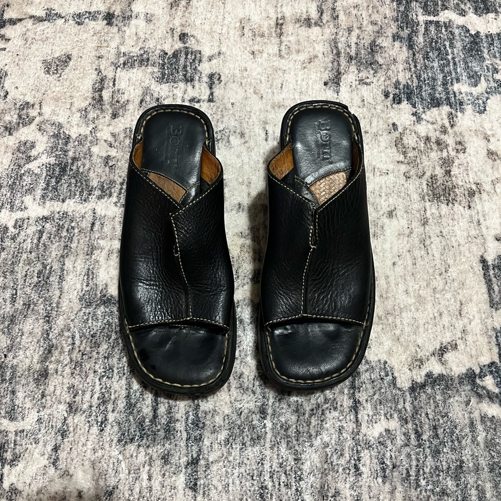 Born Black Leather Women's Slippers